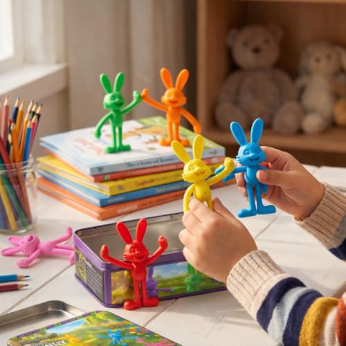 MAGMEN Complete Travel & Quiet Time Set - 16pc Magnetic Fidget Bundle (10 Classic Figures + 6 Bunnies) - Airplane & Road Trip Toys for Kids - Sensory STEM Activity in Storage Tins