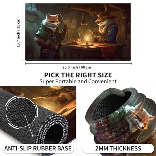 Playmat 24" x 14" Game Mats for MTG/TCG Cards, Commander Deck Gaming Desk Mat, Cunning Foxes - color: Cunning Foxes, size: 24"X14"