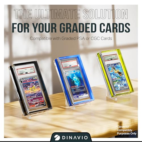 Dinavio Crafthouse PSA Graded Card Display Acrylic Case for Standard PSA and CGC Slabs - Slab Case - PSA Card Case - Graded Card Display Case - Updated Dimensions - Stand Included (Green Border) - color: Green Border