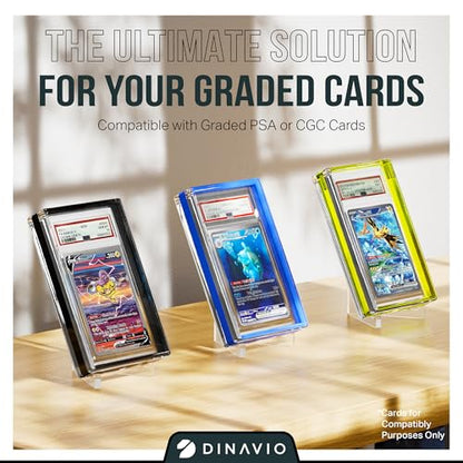 Dinavio Crafthouse PSA Graded Card Display Acrylic Case for Standard PSA and CGC Slabs - Slab Case - PSA Card Case - Graded Card Display Case - Updated Dimensions - Stand Included (Green Border) - color: Green Border