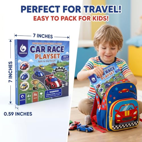 Magnetic Car Race Game for Kids 3-8 - Perfect Travel Toy for Toddlers - Fun Road Trip & Airplane Activity - Camping Game Essentials for Kid - style: Car Race Game