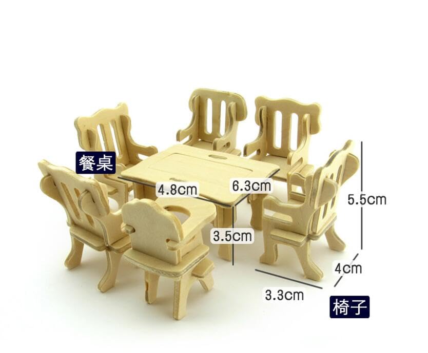 NWFashion 1:20 Scale Wooden Piecese 34Sets Furnitures for Dollhouse(Furniture Sets) - color: Furniture Sets