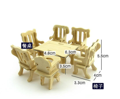 NWFashion 1:20 Scale Wooden Piecese 34Sets Furnitures for Dollhouse(Furniture Sets) - color: Furniture Sets