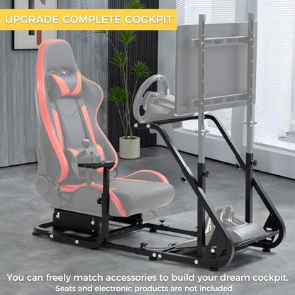 Marada Reinforced Stabilizing Racing Steering Wheel Cockpit Fit for Fanatec | for PXN, for Thrustmaster, for Logitech Device Adjustable Driving Simulator Stand, Wheel Pedal Handbrake Not Included