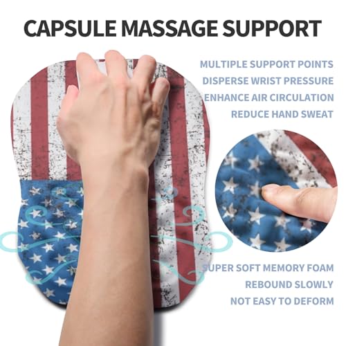 Ergonomic Raised Mouse Pad Wrist Support with Bilateral Slope Memory Foam Mousepad for Wrist Rest and Carpal Tunnel Pain Relief 11.8x7.9〃National Flag - color: National Flag