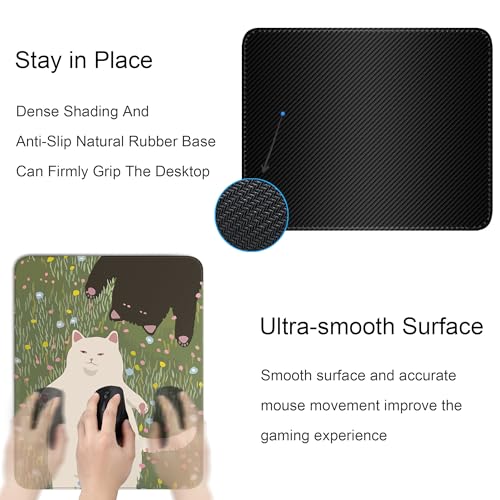 Funny Cats Square Mouse Pad,Cute Anime Cats Mouse Pads for Wireless Mouse Desk Accessories,10"X8" Travel Mousepad with Non-Slip Rubber Base, Stitched Edge Mouse Pads for Desk,Computers,Laptop,Office - color: S-8