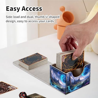 Stylish MTG Deck Box for 110+ Cards, Magnetic Commander Deck Case with Bonus Game Card Pouch, Durable Storage for TCG and Sleeved Magic Cards, Blue Planet - color: Blue Planet