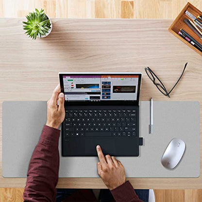 Aothia Double-Sided PU Leather Desk Pad - Non-Slip Large Mouse Pad & Desk Mat for Office, Home - Waterproof, Easy to Clean, Durable Dual-Sided Surface (31.5" x 15.7", Grey) - color: Grey, size: 31.5" x 15.7"