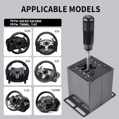 CNRAQR PC USB Simulator Shifter 6+R H Gear Shifter for LO GITECH G29/G27/G25/G920, T300RS/GT, Compatible with Gearshift PC Windows Steering Wheel for ATS ETS Dust WRC Sim Racing Game - color: 6R