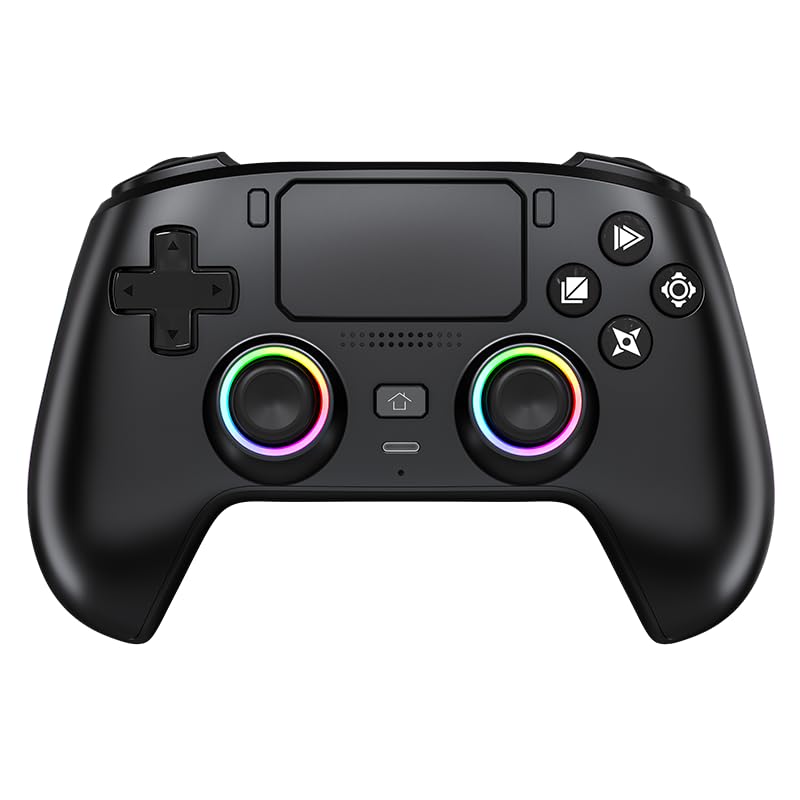 Wireless Pro Controller For PS5/PC/MAC/iOS/Android/Steam Deck, Gamepad with RGB Lights/Hall Effect Joystick Trigger/Vibration/switchable microphone/Programmable/Headset Jack/Touchpad/Replaceable Magnetic Panel (Black) - color: Black