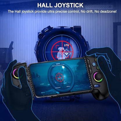 NinjaPlusOX Mobile Game Controller for iPhone/Android with Hall Joystick, Wireless Phone Controller with Phone Case Support, Compatible with Xbox Game Pass, Steam Link, Call of Duty, Roblox - color: Pure Black