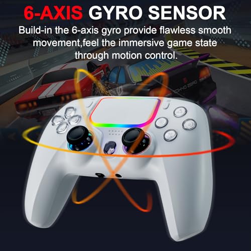 NBCP Wired PS5 Controller-Gaming Controller for PlayStation 5, PS4, PC/Steam Gamepads,Dual Vibration and Hall Effect Triggers,6-Axis Gyroscope,Turbo Function and 3.5mm Headphone Jack White - color: White