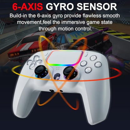 NBCP Wired PS5 Controller-Gaming Controller for PlayStation 5, PS4, PC/Steam Gamepads,Dual Vibration and Hall Effect Triggers,6-Axis Gyroscope,Turbo Function and 3.5mm Headphone Jack White - color: White