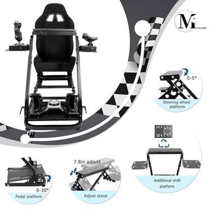 Minneer Foldable Racing Flight Simulation Cockpit with Black Seat Fit for Logitech X56 X52 G920,for Thrustmaster T248,for Fanatec,Double Levers Gaming Wheel,Stand Wheel Pedal & Handbrake Not Included