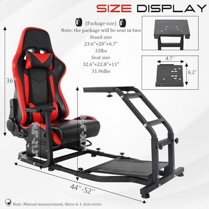 Marada Racing Simulator Cockpit with Adjustable Leather Gaming Race Seat Fit for Logitech G25 G27 G29 G923, for Thrustmaster T248 T300RS TX F458 T128,Steering Driving Car Stand No Wheel Pedal Shifter
