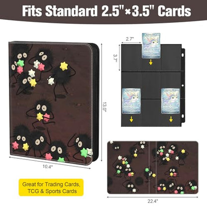 9-Pocket Trading Card Binder & Sports Card Book, 3-Ring Zipper Album Holds 900 Cards with 50 Removable Pages, Fits Standard 2.5" x 3.5" Game & TCG Cards, Water-Resistant PU Cover | 3-Ring Zipper Album, Holds 900 Cards, 50 Removable Pages, Fits 2.5" x 3.5"