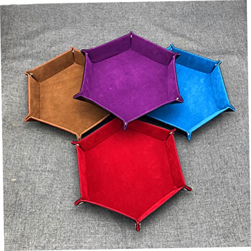 BESPORTBLE Hexagon Dice Tray Pu Leather Storage Box Folding Dice Cup for Gaming Easy Clean and Portable