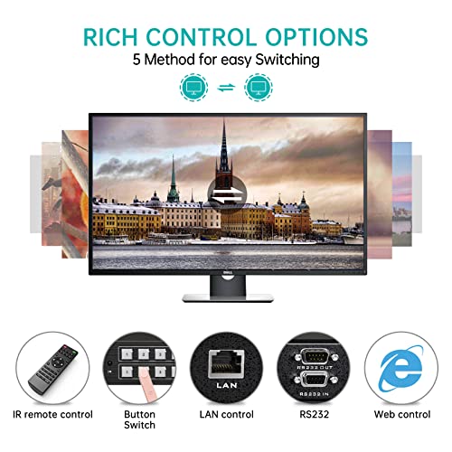 MT-VIKI 4K HDMI Matrix Switch 4x4 with Audio Extraction +Web GUI+ Remote, Rack Mount Switcher & Splitter, 4K@30Hz, EDID, RS232, LAN Port, APP for Conference Room, Church (4 in 4 Out) - size: 4X4 4K30Hz