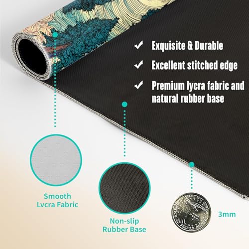 Extended Gaming Mouse Pad, Large Mouse Mat 3 mm Nature Rubber Base Mousepad with Stitched Edges, Non-Slip Desk Mat for Office Home Great Gift 31.5x11.8 Inch (Starry Forest 2) - color: Starry Forest 2