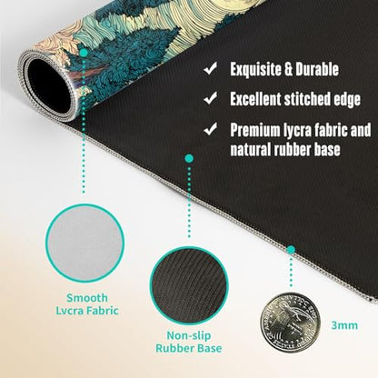 Extended Gaming Mouse Pad, Large Mouse Mat 3 mm Nature Rubber Base Mousepad with Stitched Edges, Non-Slip Desk Mat for Office Home Great Gift 31.5x11.8 Inch (Starry Forest 2) - color: Starry Forest 2