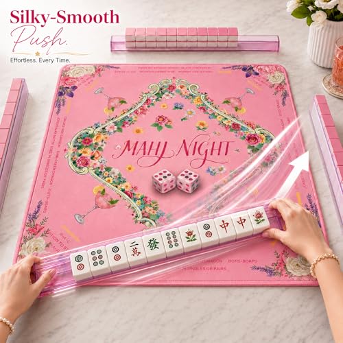 Mahjong Mat 31.5x31.5 Inch, Non-Slip Rubber 3mm American Mahjong Mat with Rules, Hand-Painted Look Noise Reducing Game Mat for Table (M Night) - color: M Night