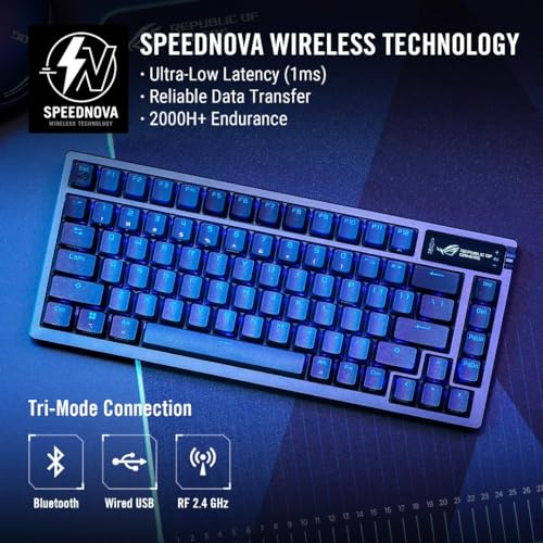 ASUS ROG Azoth Wireless Mechanical Gaming Keyboard – 75% TKL, Tri-Mode Connectivity, Hot Swappable Pre-lubed ROG NX Snow Linear Switches, PBT Keycaps, RGB, OLED Display, PC/Mac Support - Black - color: Black, size: Snow Linear, style: Azoth
