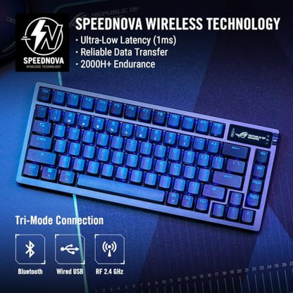 ASUS ROG Azoth Wireless Mechanical Gaming Keyboard – 75% TKL, Tri-Mode Connectivity, Hot Swappable Pre-lubed ROG NX Snow Linear Switches, PBT Keycaps, RGB, OLED Display, PC/Mac Support - Black - color: Black, size: Snow Linear, style: Azoth