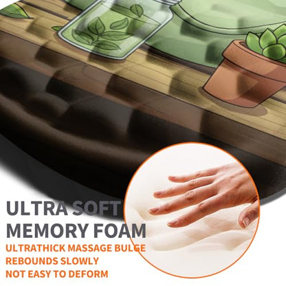 Ergonomic Joint Wrist Support Mouse Pad with Memory Foam Cushion Massage Bump, Carpal Tunnel Pain Relief Mousepad Slope Design for Wrist Rest, 11.8x7.9 in, Cute Kitten - color: Cute Kitten