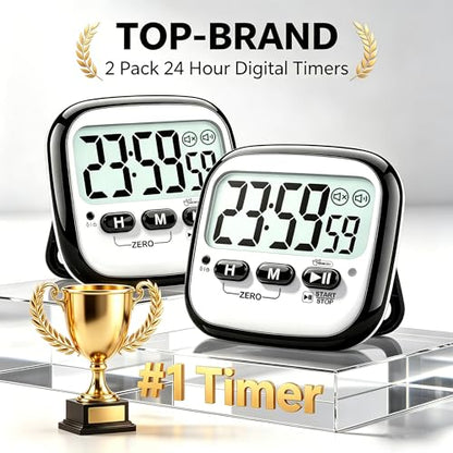 AyayaBoss 2-Pack Magnetic Kitchen Timers for Cooking, Digital Stop Watch Countdown Timer for Kids, Teachers, Classroom, Office, Exercise - Battery Included - color: Digital Timer 2 Pack - Black