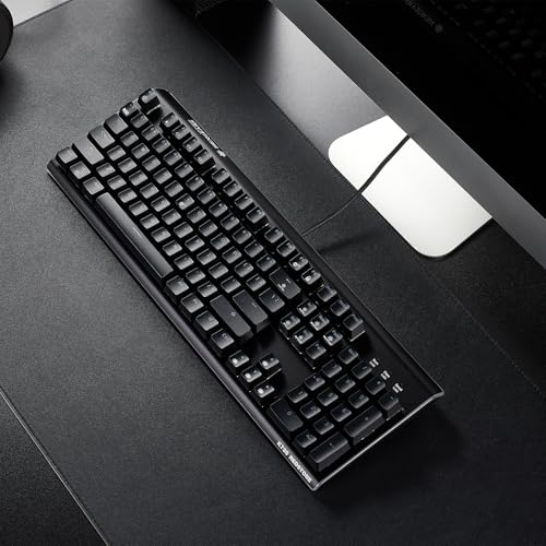 Hexgears GK735 Mechanical Gaming Keyboard Kailh Box White Switch 104 Keys ABS Keycaps Wired Gaming Keyboard with White LED Backlight, Ergonomic Design for Windows Laptop PC Mac (No Light Strip) - color: Black, size: Clicky