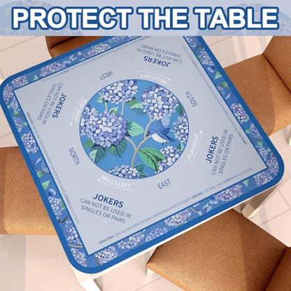 Tegeme Mahjong Mat Flower, Birds 31.5" X 31.5" Anti Slip Game Table Cover | Noise Reduction for Quiet Play, Chinoiserie Floral Design, Non Slip Backing Secures Mat, For Mah Jong Card Tile Games - size: 31.5" X 31.5", style: Flower, Birds