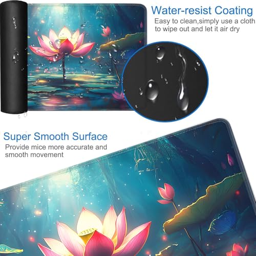 for MTG Game Playmat - 24 x 14 inches with Dices and Storage Bags, Non-Slip Base for TCG and Board Game Card Mats, Trading Card Games Mat, Lotus Pond Night Scene Pattern Collectible Card Playmats - color: Jv-playmat-p7-1-d119