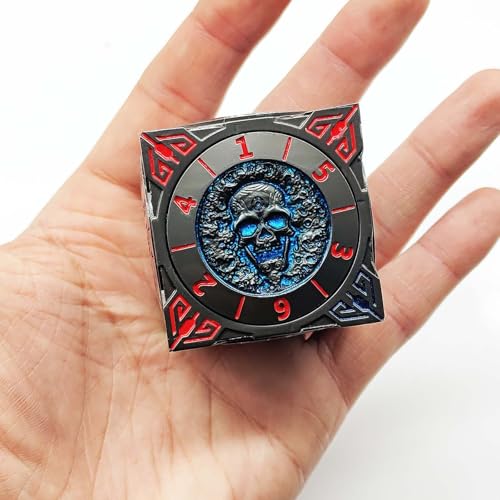 Spinner DND Dice, Rotating Metal Dice Set with 3D Relief Design, Cool Premium Polyhedral RPG Dice for Tabletop Games & Dungeons & Dragons Players(Black Nickel Red) - color: Black Nickel Red