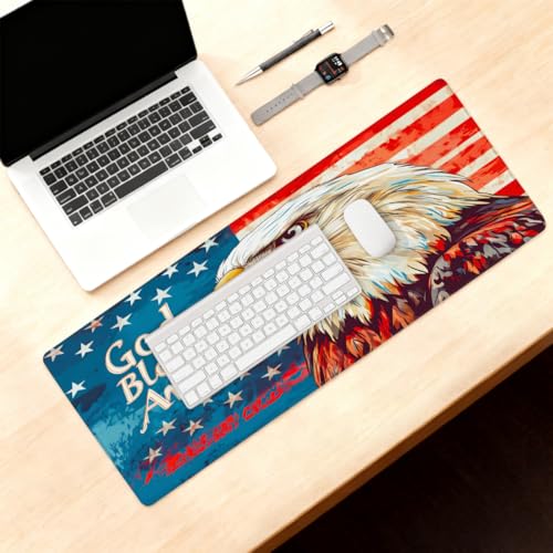 Eagle American Flag Gaming Mouse Pad, with Stitched Edges, Rubber Base Keyboard and Mouse pad Desk Mat Non-Slip Waterproof Protector Writing Pad for Work Game Office Home 11.8x31.5in-3 - color: B 003, size: Large