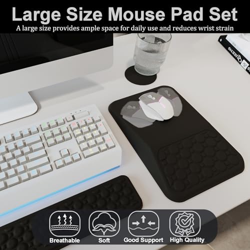Ospelelf Keyboard Wrist Rest Ergonomic Mouse Pad with Wrist Rest, Arm Wrist Rest for Computer, Office and Gaming,Black - color: Black
