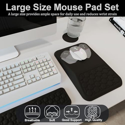 Ospelelf Keyboard Wrist Rest Ergonomic Mouse Pad with Wrist Rest, Arm Wrist Rest for Computer, Office and Gaming,Black - color: Black