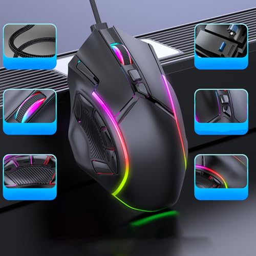 Wired Gaming Mouse, 12800DPI Ergonomic Mouse Programmable Computer mouse wired, 12 Keys Macro Definition Computer Gaming Mouse