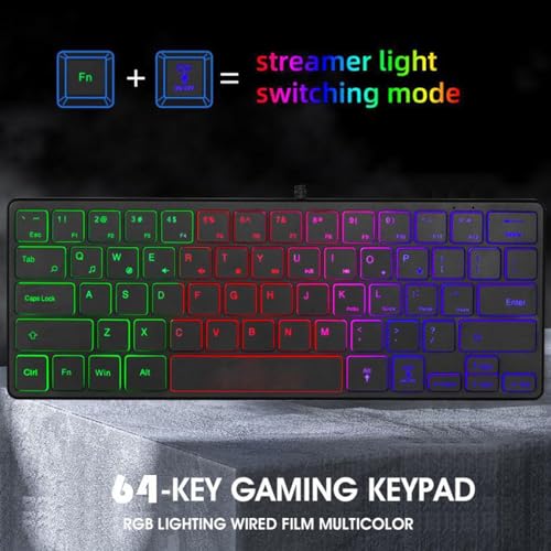 RGB Backlit Gaming Keyboard, Compact Small Keyboard for PC Laptop with Quiet, Ergonomic Design Plug and Play