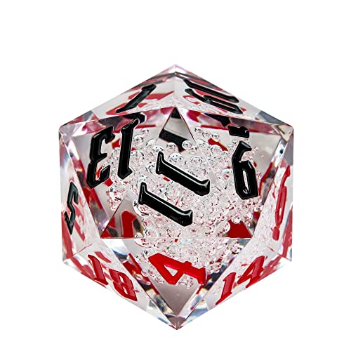 55mm 20 Sided DND Dice, Giant D20 D&D Polyhedral Dice Large D20 with Die Gift Box for Dungeons and Dragons, RPG Table Games (Transparent Bubbles-RB) - color: Transparent Bubbles-rb