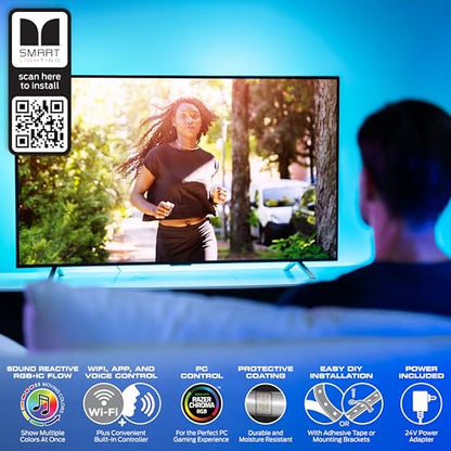 Monster Smart RGB+IC LED Strip Lights 200ft – Sound Reactive Strip Lights for Bedroom, App & Voice Control, RGB Light Strip for Room, Alexa Google Home, Razer Chroma Sync - 1080 RGB+IC LED Lights - size: 200ft