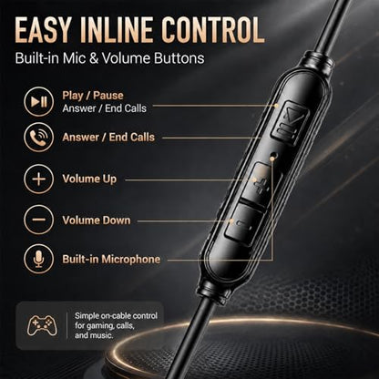 Gaming Earbuds with Mic, Wired in-Ear Gaming Headphones, 10mm Driver, 3.5mm & USB-C Options, in-Line Control, Noise-Isolating Earphones for PS5, Xbox, Switch, PC, Phone(3.5mm)