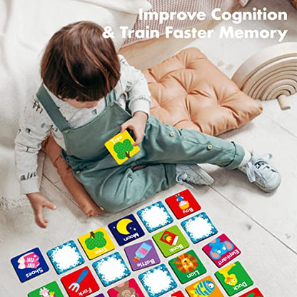 Hebayy Memory Matching Game, 72 PCS First Words Matching Cards for Toddlers 36 Pairs Memory Cards Educational Toys for Preschool 4 5 6 Years Old - style: First Words