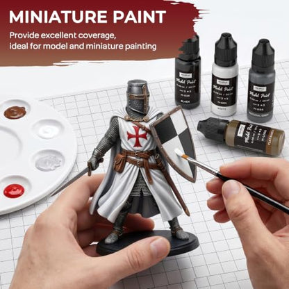 Nicpro 10 Colors Black, White & Gray Model Paint Set, 20ml Ready to Use Modeling Acrylic Paints, Brush & Airbrush, Miniature Paint Set for Models, Figures, Terrain, Dioramas & 3D Prints with Thinner - style: Black, White & Gray