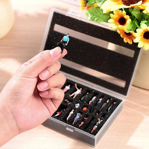 predolo 1/64 1/87 Miniature Figure Box 36 Slot Portable Dustproof Protection Box