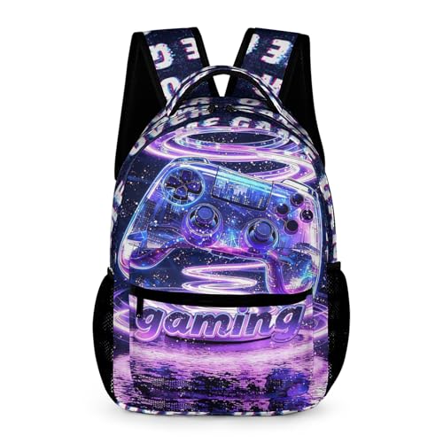 Gaming Print Backpack, 17 in Laptop Bookbag for Teens | All-over print design | 900D PU nylon | Tear & abrasion resistant | Premium feel | Vibrant | Built for heavy daily use - color: Color 2