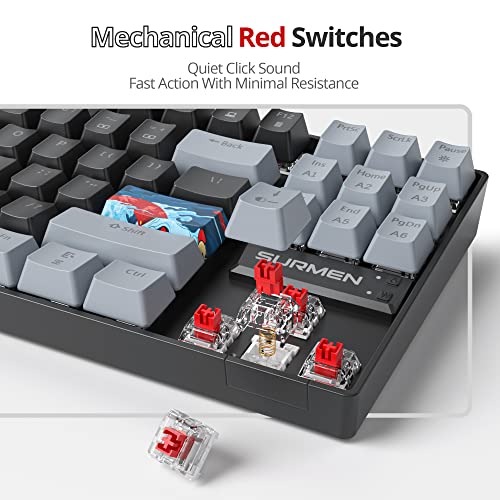 Owpkeenthy 75% Percent Gaming Keyboard Mechanical with Red Switch, 87 Keys Wired RGB TKL Gaming Keyboard Backlit Keys for PC Xbox PS (Dark/ 87 Red Switch) - color: Dark/ 87 Red Switch