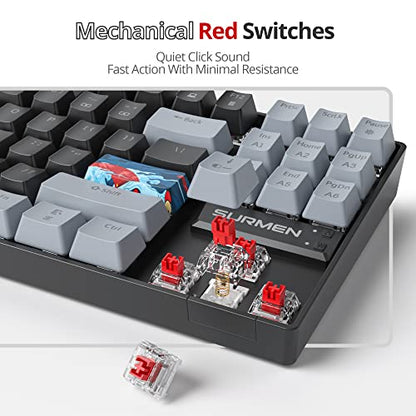 Owpkeenthy 75% Percent Gaming Keyboard Mechanical with Red Switch, 87 Keys Wired RGB TKL Gaming Keyboard Backlit Keys for PC Xbox PS (Dark/ 87 Red Switch) - color: Dark/ 87 Red Switch