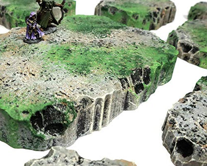 Mossy Stone Stacking Modular Hills Set - - Handmade Terrain for Tabletop War Games and TTRPGs