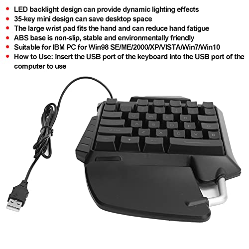 ASHATA One Hand RGB Mechanical Gaming Keyboard, 35-Key USB Wired Portable Mini Gaming Keypad Ergonomic Mechanical Keyboard, with Wrist Rest, for Win 98SEME/2000/XPVISTA/7/10