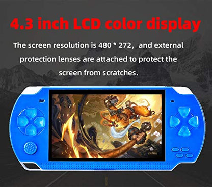 HLF Video Game Console 4.3 inch 8GB Built-in 2000 Retrp Classic Games for Multiple Simulators Game can Save Multiple Progress Video/Music/E-Book Portable Console Gift for Boyfriend/Children(White)